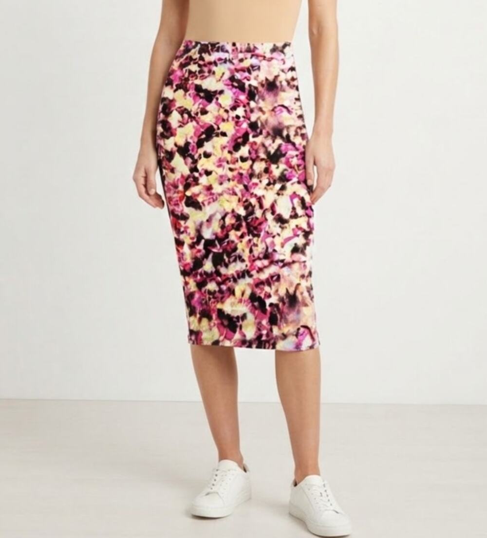 Leith Pink Abstract Tie Dye Midi Skirt NWT Size XS y2k revival edgy Festival